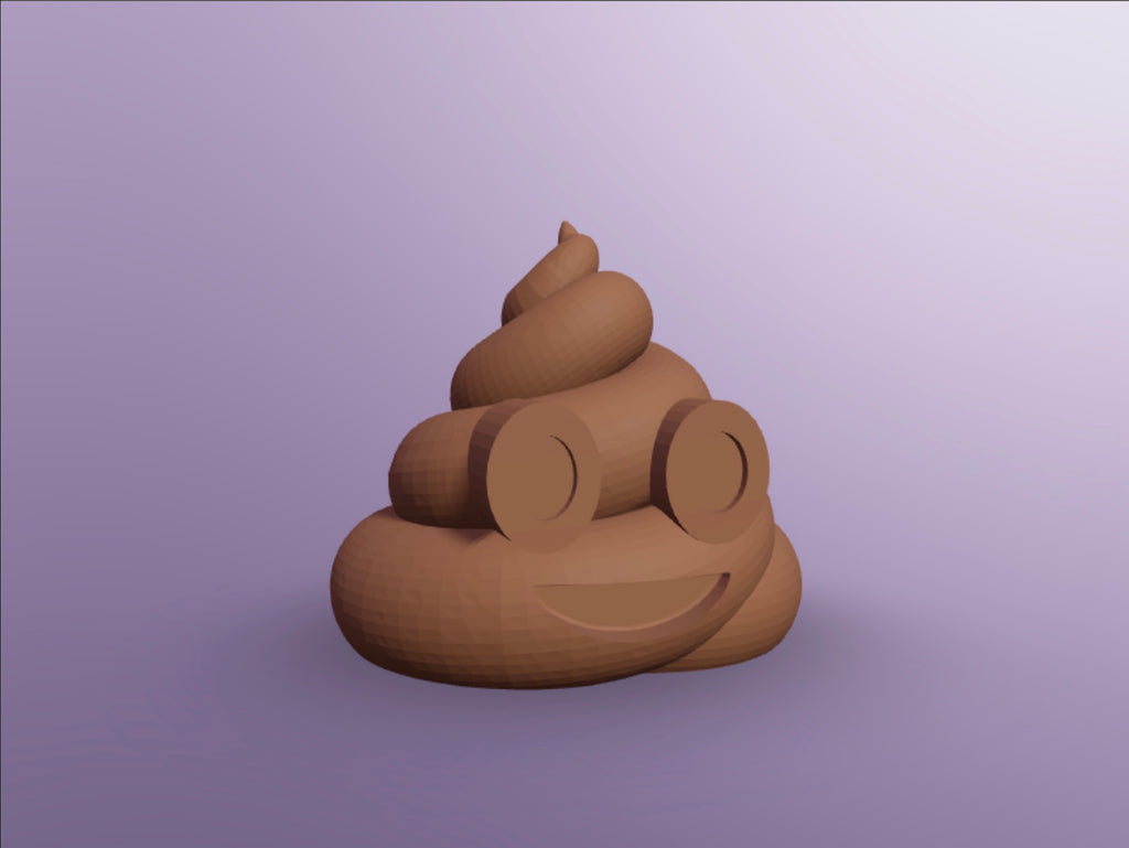 Brown poop emoji on a purple background