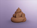 Brown poop emoji on a purple background